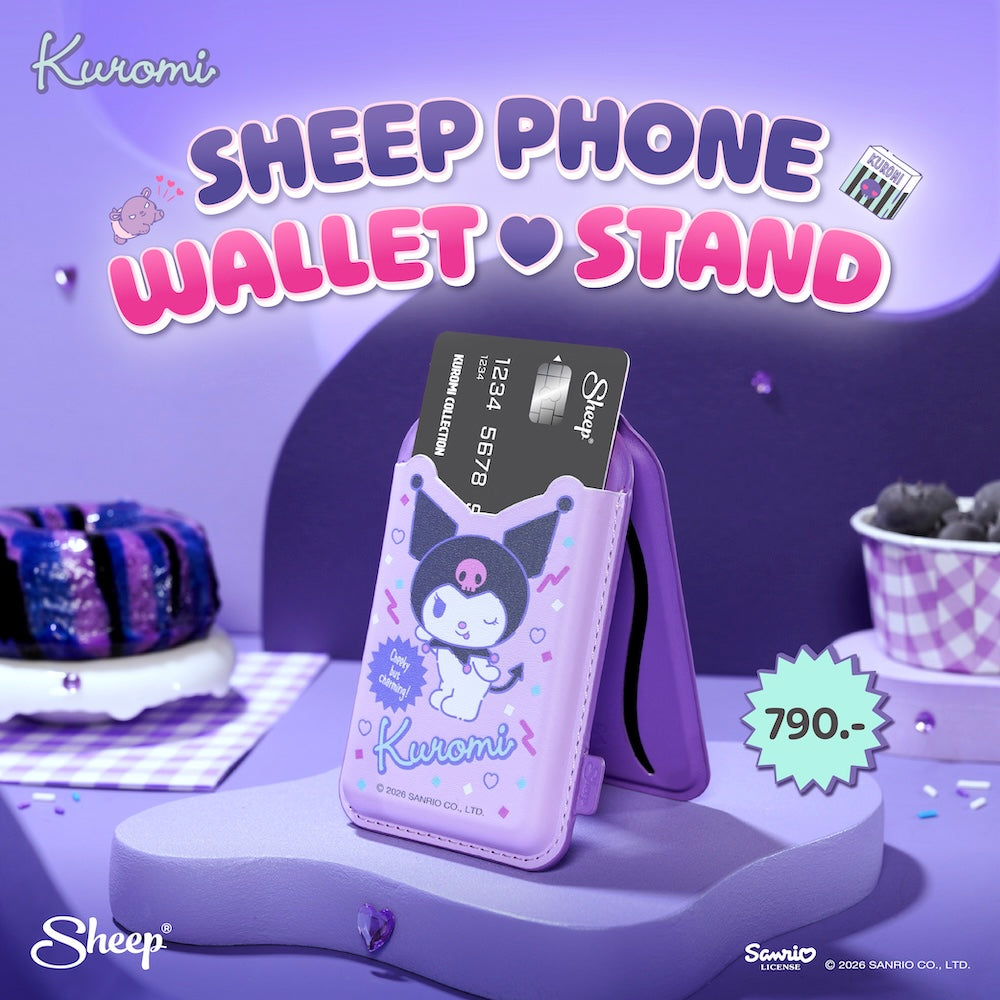 kuromi magsafe wallet stand phone accessories คุโรมิ สีม่วง ใช้คู่เคส sanrio ที่ใส่บัตร แปะมือถือ card holder กาง ตั้งได้
