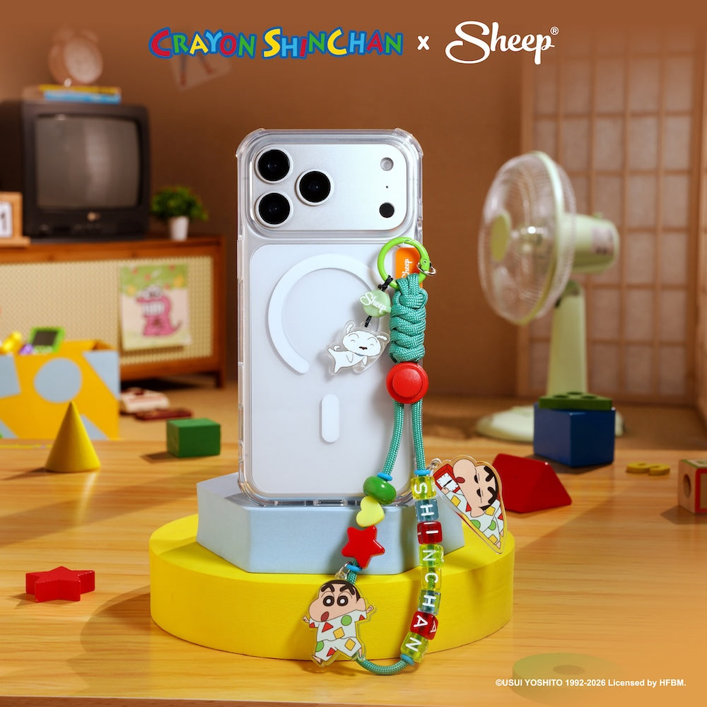 Phone Charm ชินจัง สายห้อยมือถือ Crayon Shinchan สีเขียว ลูกปัดอะคริลิก 3D ใช้คู่เคส Accessories ดีไซน์ Pajamas ลิขสิทธิ์แท้