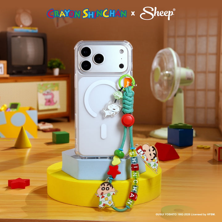Phone Charm ชินจัง สายห้อยมือถือ Crayon Shinchan สีเขียว ลูกปัดอะคริลิก 3D ใช้คู่เคส Accessories ดีไซน์ Pajamas ลิขสิทธิ์แท้