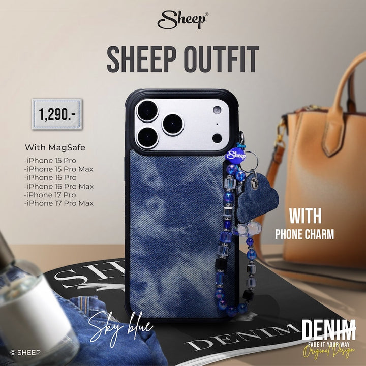เคส case iPhone 17 Pro Max ไอโฟน ยีนส์ Jeans ถอดได้ magsafe แม่เหล็ก สี ฟ้า เดนิม Denim แถมฟรี keychain พวงกุญแจ