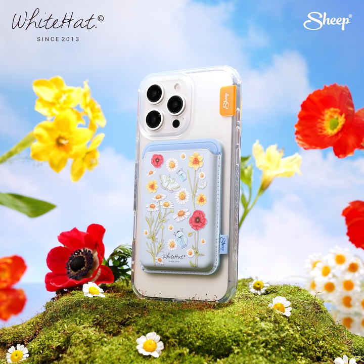 เคสไอโฟน ลายดอกไม้ whitehat iPhone Magsafe wallet เคสใส่บัตรได้