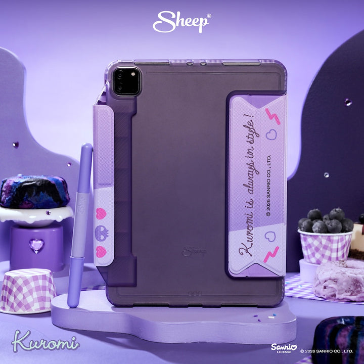 ipad case kuromi sanrio เคสไอแพด คุโรมิ สีม่วง ดำ แถม ปลอกปากกา ลิขสิทธิ์แท้ ซานริโอ้ กันกระแทก กันงอ พับ ตั้งได้