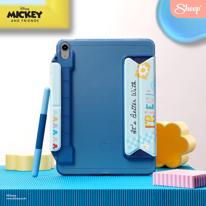 ipad blue case mickey mouse สีฟ้า blue เคสไอแพดมิคกี้ เมาส์ สีฟ้า แถมปลอกปากกา
