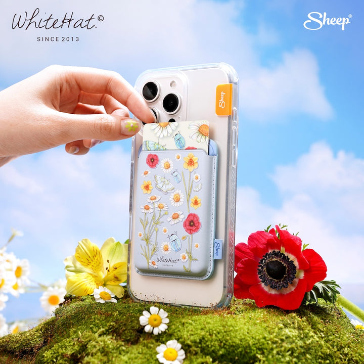 เคสไอโฟน ลายดอกไม้ เคสใส่บัตรได้ whitehat iPhone Magsafe card holder