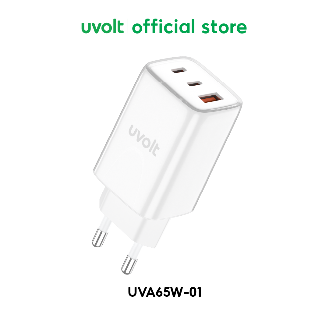Adapter Fast Charge 65W ของแท้ แบรนด์ Uvolt ชาร์จได้ 3 ช่อง