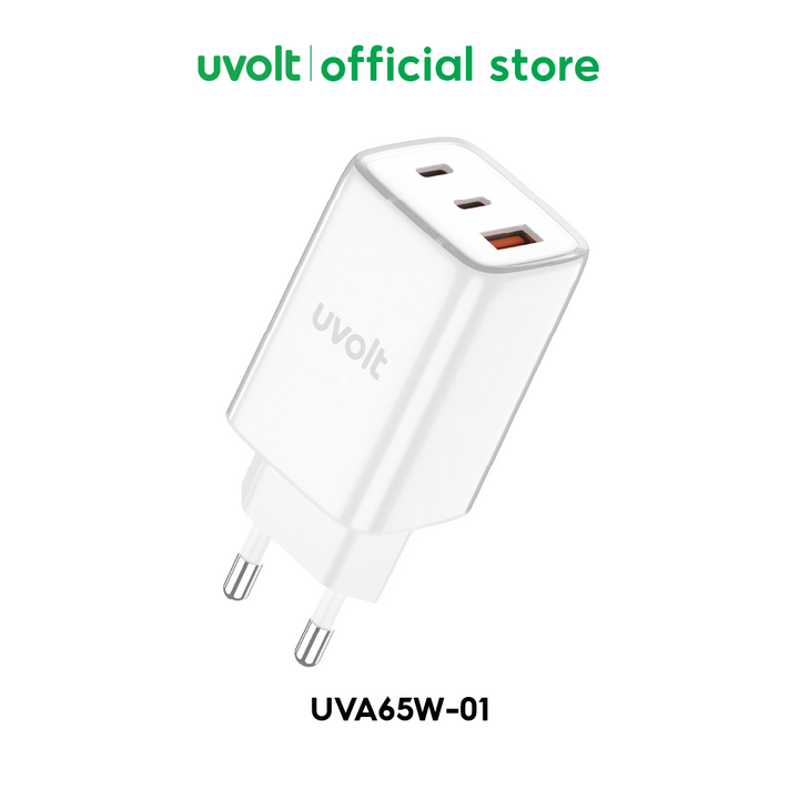 Adapter Fast Charge 65W ของแท้ แบรนด์ Uvolt ชาร์จได้ 3 ช่อง