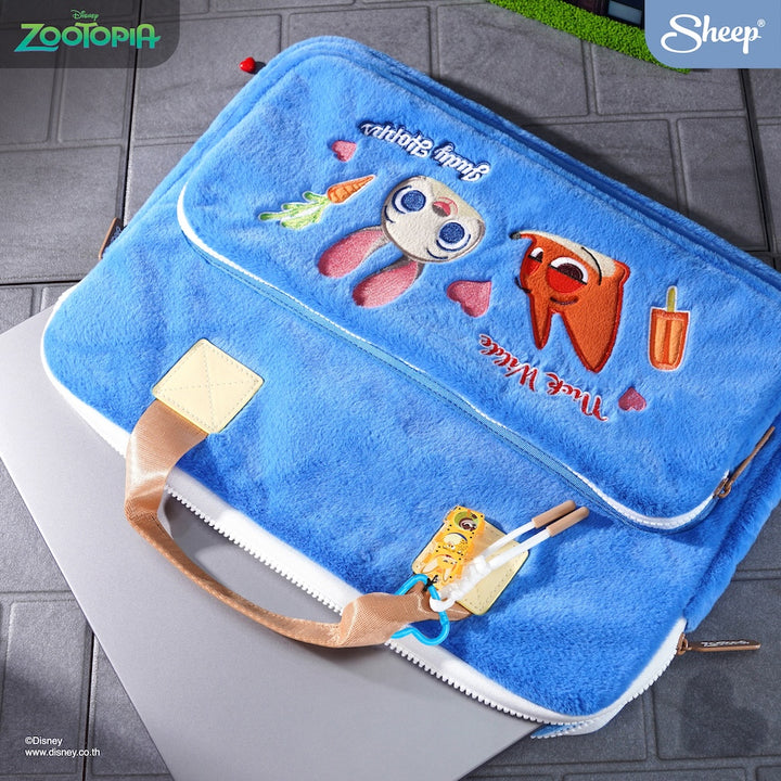กระเป๋า macbook sleeve มีหูหิ้ว นิค จูดี้ ขนาด 16 นิ้ว สีน้ำเงิน zootopia ลายคู่จิ้น nick &amp; judy