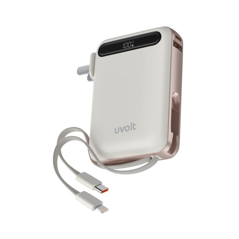 พาวเวอร์แบงค์ 20000mah ชาร์จเร็ว มีสายในตัว type c lightning Uvolt Powerbank UVP20AC-02