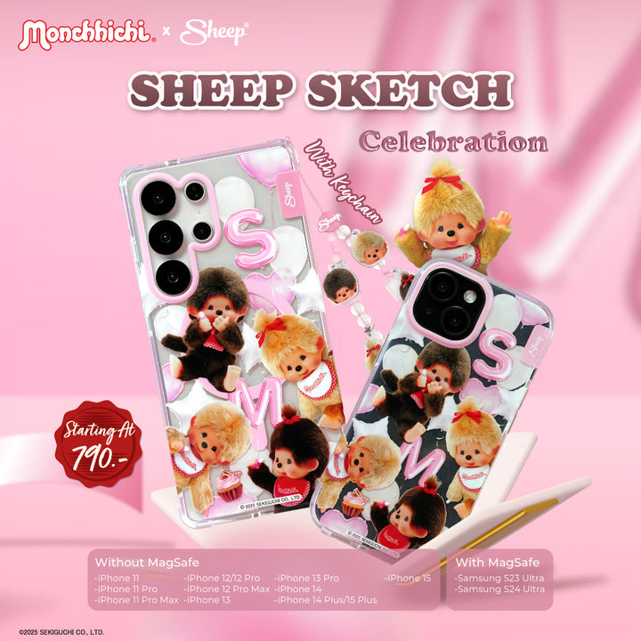 เคส สีชมพู ม่อนชิชิ monchhichi beige สีเบจ ทอง ไอโฟน iphone samsung ซัมซุง case มอนชิชิ sheep sketch