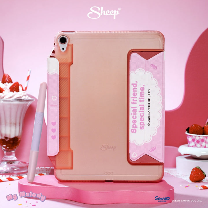 my melody ipad case sanrio เคสไอแพด มายเมโลดี้ กันกระแทก กันงอ ลิขสิทธิ์แท้ สีชมพู แถม ปลอกปากกา พับ ตั้งได้ แถม ปลอกปากกา