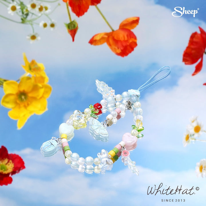 Phone Charm whitehat ของใช้คู่ เคสไอโฟน ลายดอกไม้ ห้อยมือถือ