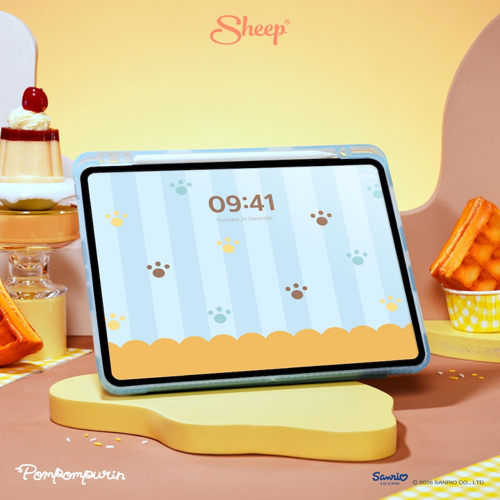เคสไอแพด กันกระแทก ปอมปอมปุริน pompompurin ipad case ตั้งได้ น้ำหนักเบา ลิขสิทธิ์แท้ sanrio ซานริโอ้ สีเหลือง ฟ้า