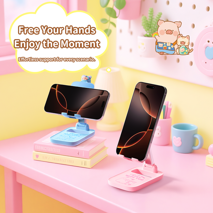 ที่ตั้งมือถือ rock หมู ลูลู่ phone stand lulu the piggy สีฟ้า ชมพู ปรับได้ พับเก็บได้
