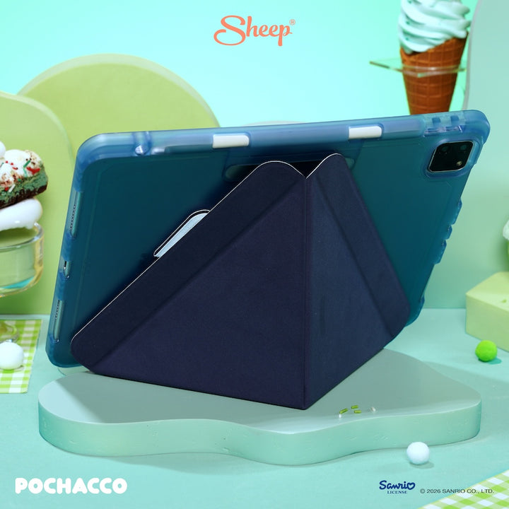 เคสไอแพด ipad pochacco case โปเชโกะ ลิขสิทธิ์แท้ sanrio น้ำหนักเบา กันกระแทก พกง่าย ซานริโอ้ สีเขียว ฟ้า สายจด วาด เคสโปเชโกะ