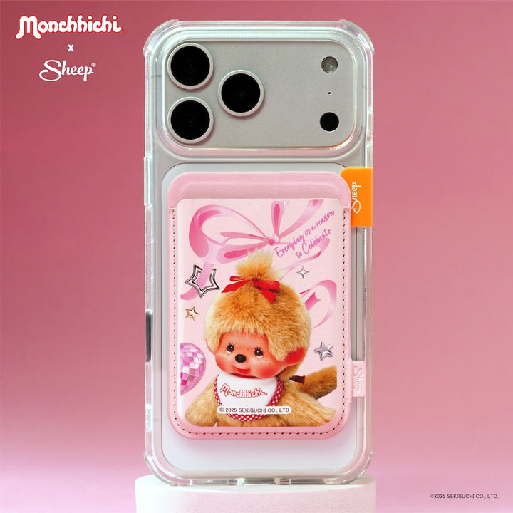 เคสใส่บัตร magsafe ม่อนชิชิ สีชมพู monchhichi sheep phone wallet มอนชิชิ เบจ ทอง card holder accessories