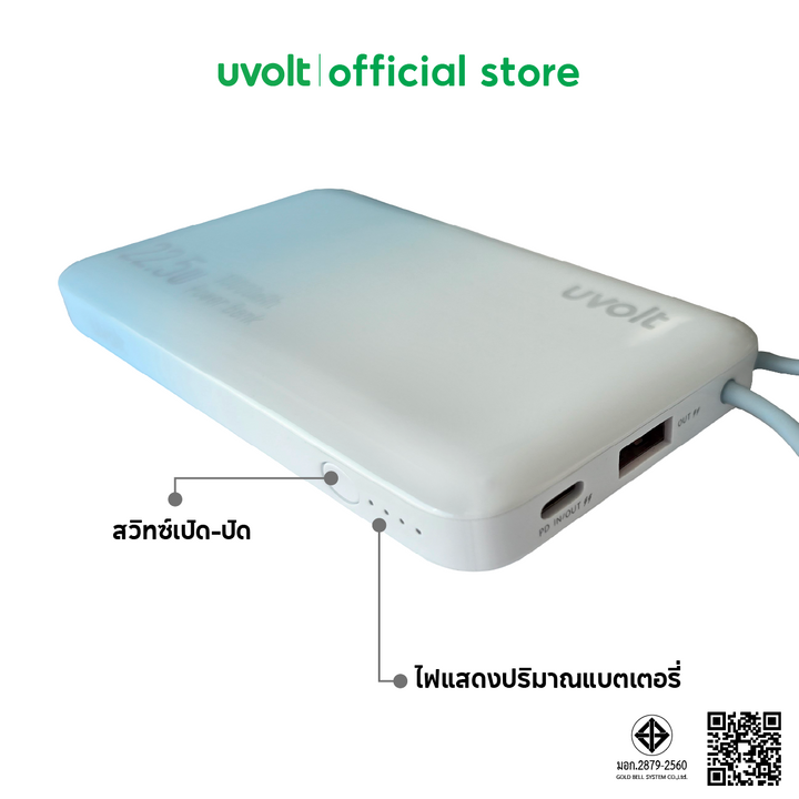 พาวเวอร์แบงค์ชาร์จได้ทั้ง USB-A, USB-C, และ Lightning ของแท้
