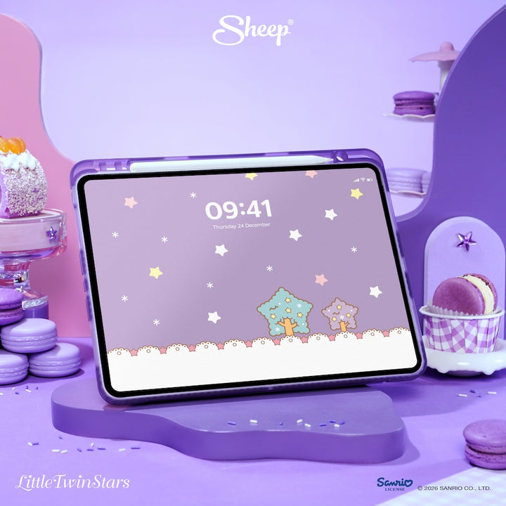 เคสไอแพด ลิตเติ้ลทวินสตาร์ สีม่วง พาสเทล little twin stars ipad case ซานริโอ้ ลิขสิทธิ์แท้ sanrio พกง่าย น้ำหนักเบา กันกระแทก