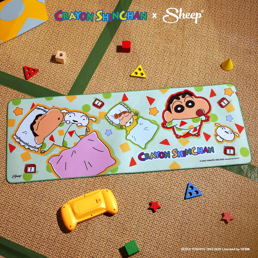 ชินจัง Crayon Shinchan ลิขสิทธิ์แท้ แผ่นรองเมาส์ ใหญ่ Mouse Pad ดีไซน์ Pajamas สีเขียว ของแต่งโต๊ะ
