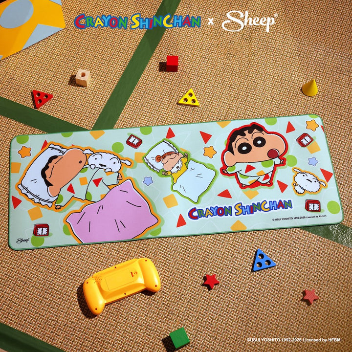 ชินจัง Crayon Shinchan ลิขสิทธิ์แท้ แผ่นรองเมาส์ ใหญ่ Mouse Pad ดีไซน์ Pajamas สีเขียว ของแต่งโต๊ะ