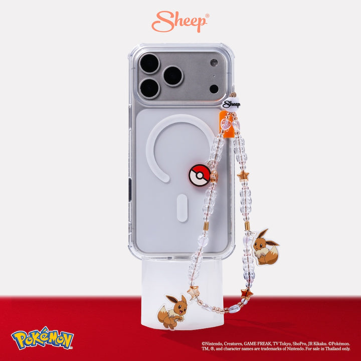 Phone Charm Eevee อีวุย Pokémon โปเกมอน ลิขสิทธิ์แท้ Poké Ball โปเกบอล สายห้อย มือถือ น่ารัก สี น้ำตาล