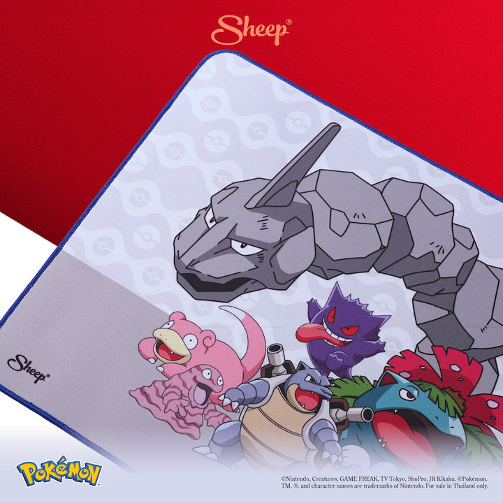 Pokémon โปเกมอน ลิขสิทธิ์แท้ Mouse Pad Pikachu พิคาชู Bulbasaur Charmander Poké Ball Squirtle Eevee แผ่นรองเมาส์ สี ขาว เทา