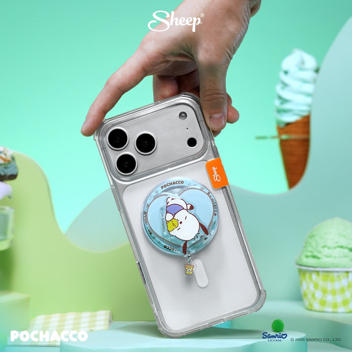 phone accessories โปเชโกะ pochacco ใช้คู่เคส sanrio ลิขสิทธิ์แท้ ที่แปะมือถือ สีเขียว magsafe หมุน ได้ sheep griptok