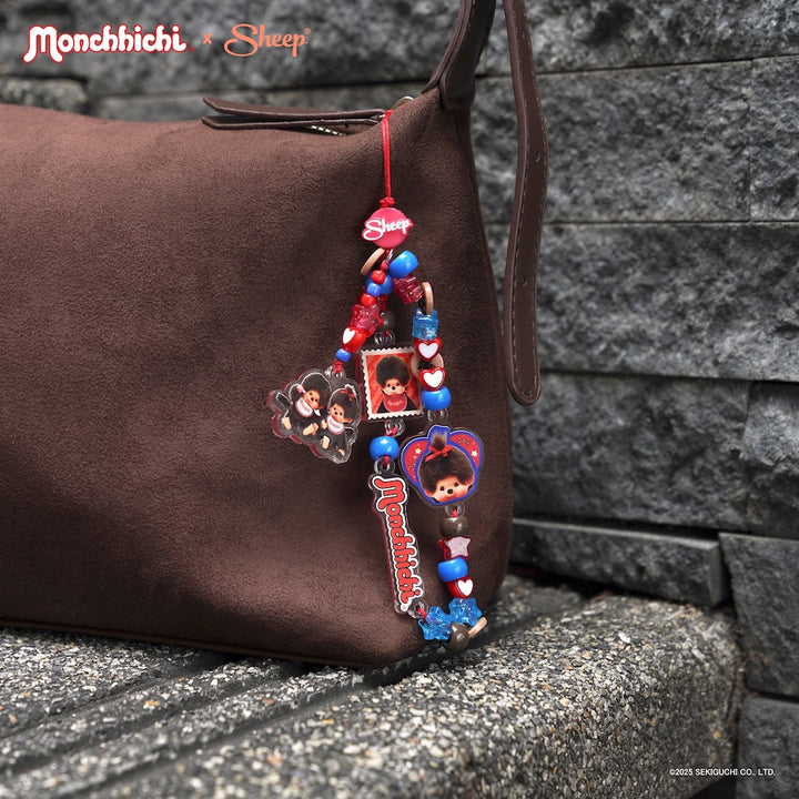 monchhichi สายห้อยมือถือ ใช้คู่เคส ลายน่ารัก ม่อนชิชิ charm สีแดง น้ำเงิน น้ำตาล