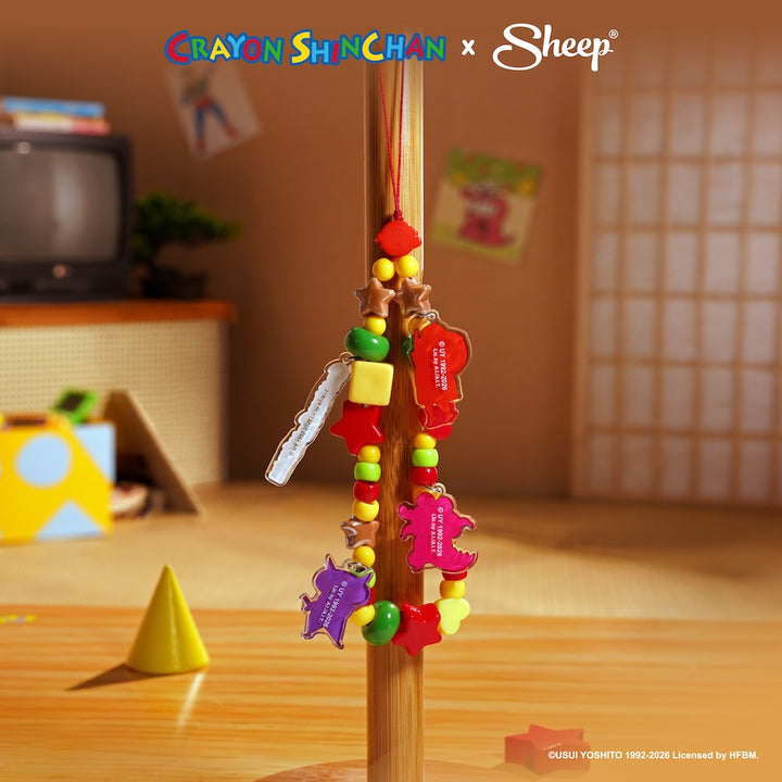 ลิขสิทธิ์แท้ Crayon Shinchan ชินจัง สายห้อยมือถือ Phone Charm ดีไซน์ ลูกปัดอะคริลิก 3D สีแดง Home ใช้คู่เคส Accessories