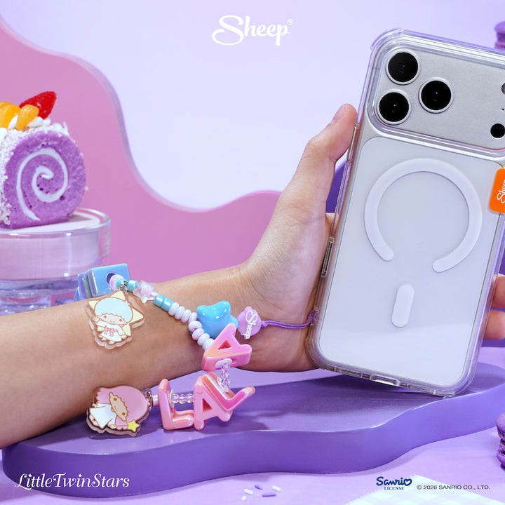 little twin stars phone charm ลิตเติลทวินสตาร์ ใช้คู่เคส sanrio ลิขสิทธิ์แท้ สีม่วง accessories สายห้อยมือถือ ลูกปัด ซานริโอ้
