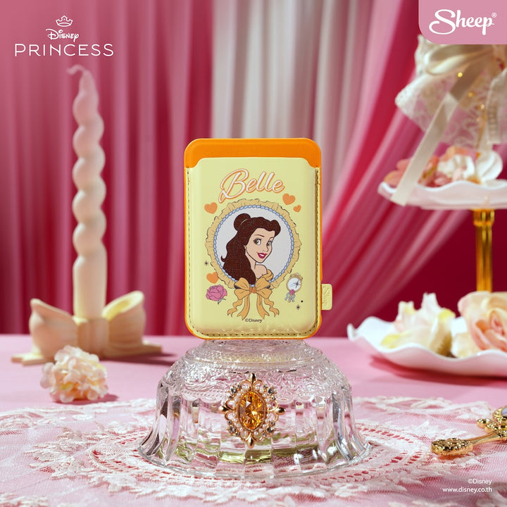 phone wallet disney princess เจ้าหญิงดิสนีย์ เคสใส่บัตร belle เบลล์ โบว์ สีเหลือง ที่ใส่บัตร แปะมือถือ card holder