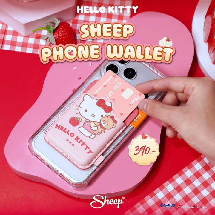 ที่ใส่บัตร แปะมือถือ hello kitty ใช้คู่เคส sanrio phone accessories คิตตี้ ลิขสิทธิ์แท้ สีแดง ชมพู sheep phone wallet magsafe