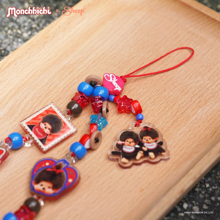 monchhichi สายห้อยมือถือ ม่อนชิชิ สีแดง น้ำเงิน น้ำตาล charm ใช้คู่เคส ลายน่ารัก