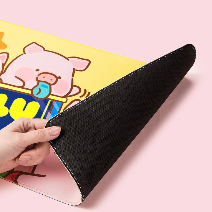 mouse pad lulu the piggy แผ่นใหญ่ แผ่นรองเมาส์ rock หมู ลูลู่ สีเหลือง