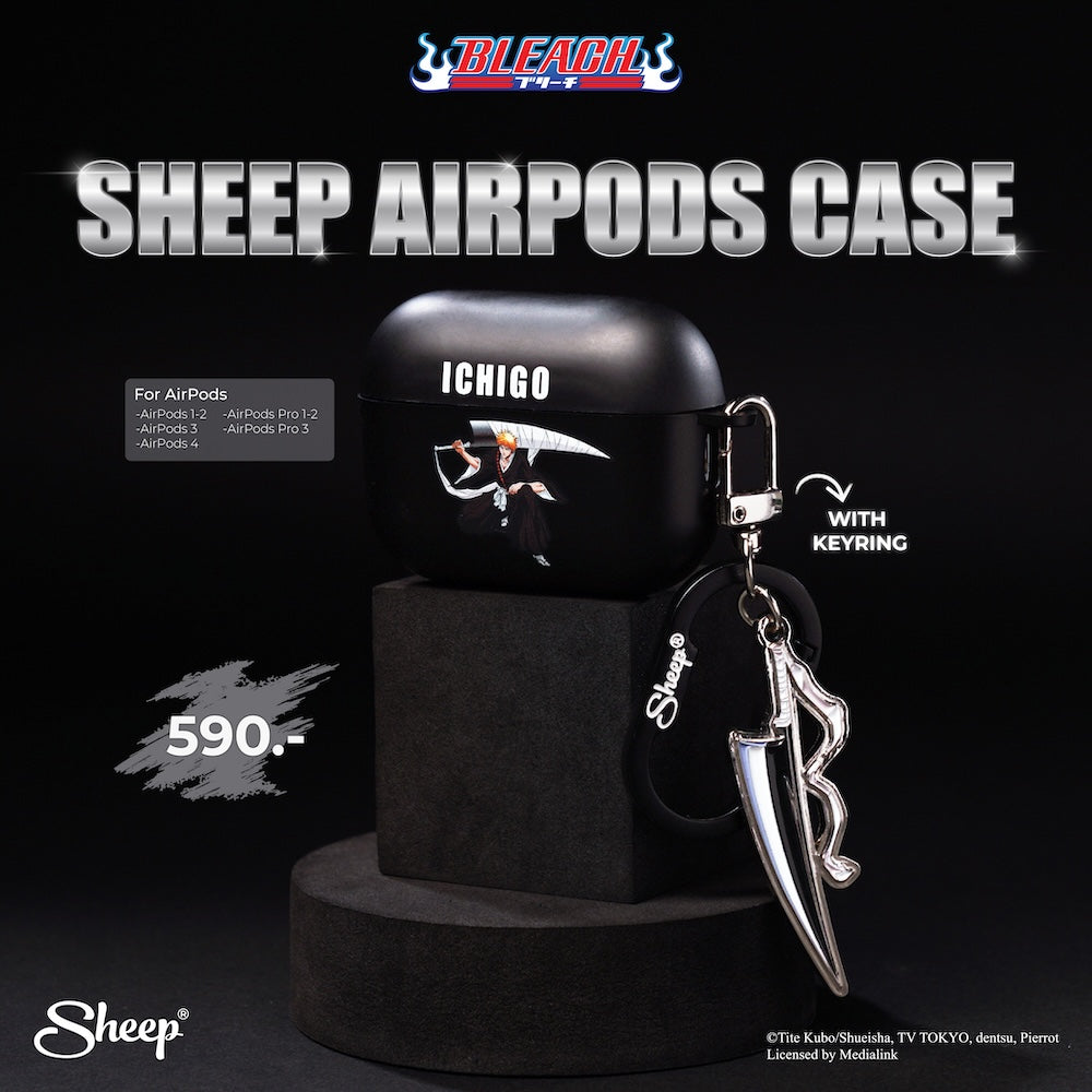เคส แอร์พอด bleach เทพมรณะ บลีช คุโรซากิ อิจิโกะ airpods case kurosaki ichigo สีดำ เท่ๆ แถม keyring ดาบ พร้อมส่ง