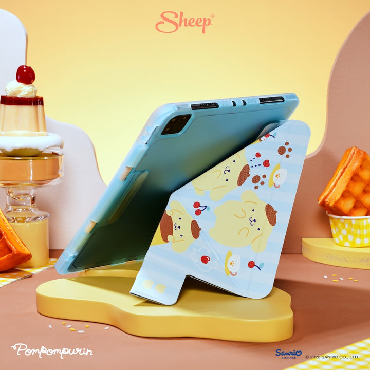 เคสไอแพด ipad pompompurin case ลิขสิทธิ์แท้ sanrio น้ำหนักเบา กันกระแทก พกง่าย ซานริโอ้ สีเหลือง ฟ้า สายจด วาด