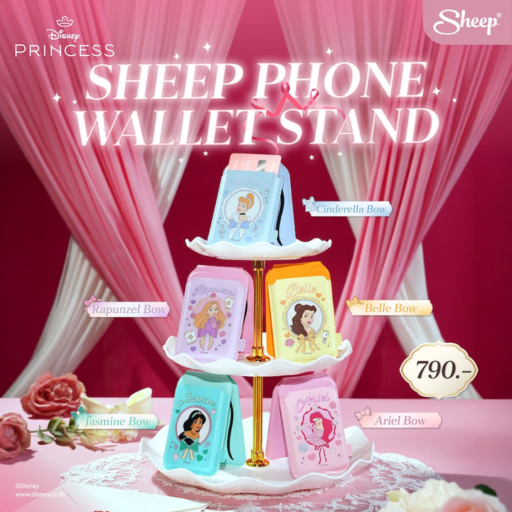 ที่ใส่บัตร แปะมือถือ ตั้งได้ disney princess phone wallet เจ้าหญิงดิสนีย์ ตัวละคร card holder เคสใส่บัตร accessories โบว์