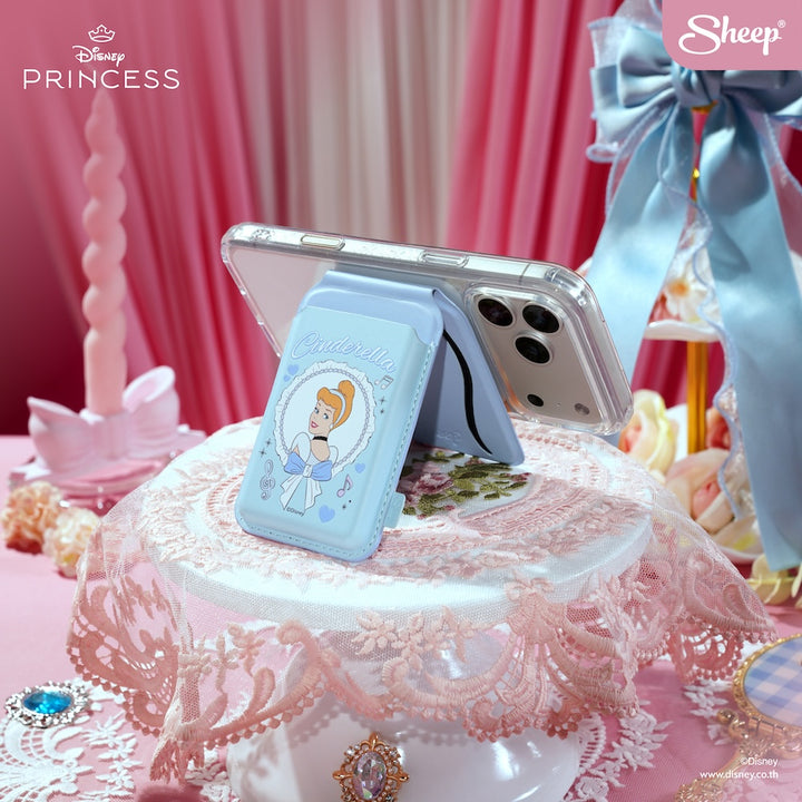 phone wallet stand เจ้าหญิงดิสนีย์ เคสใส่บัตร กาง ตั้งได้ สีฟ้า ซินเดอเรลล่า disney princess ที่ใส่บัตร แปะมือถือ card holder