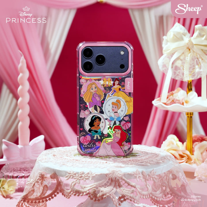 เคส disney princess ไอโฟน เจ้าหญิงดิสนีย์ ariel cinderella belle jasmine rapunzel iphone case 17 pro max deep blue โบว์