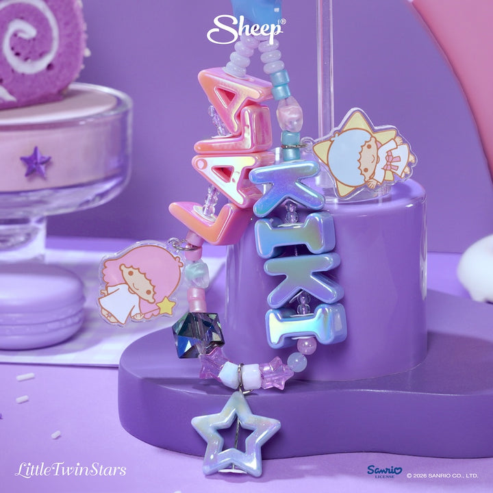 phone charm little twin stars สายห้อยมือถือ ลิตเติ้ลทวินสตาร์ ลูกปัด สีม่วง ใช้คู่เคส sanrio ลิขสิทธิ์แท้ accessories