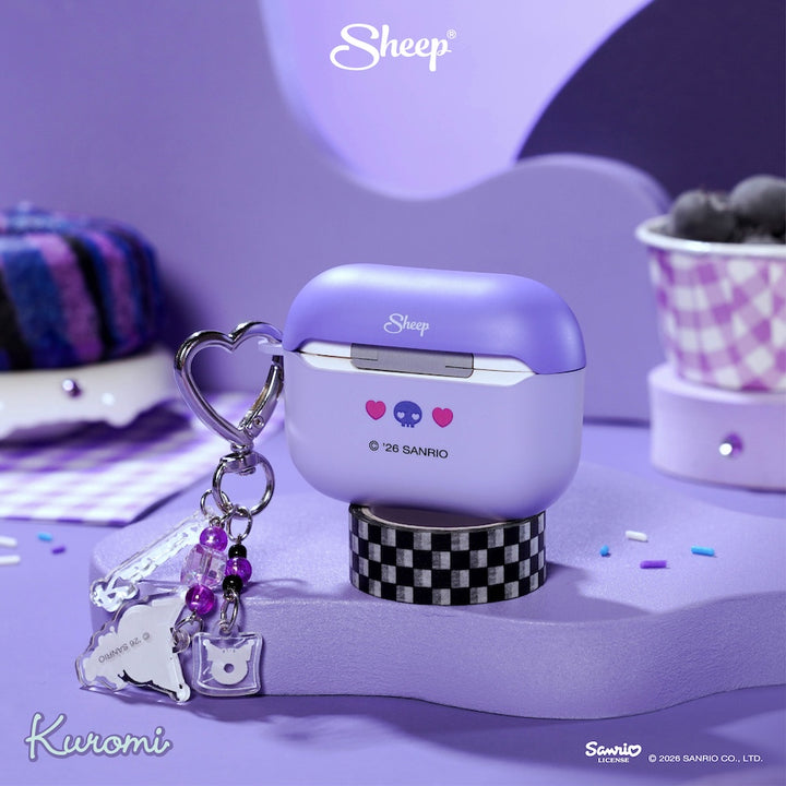 kuromi airpods case 4 pro 3 พร้อมส่ง ลิขสิทธิ์แท้ sanrio เคสแอร์พอด คุโรมิ สีม่วง แถม พวงกุญแจ keyring