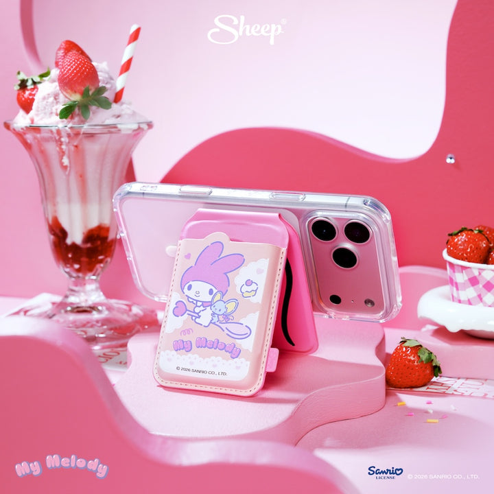 phone wallet stand my melody เคสใส่บัตร ตั้งได้ มายเมโลดี้ ใช้คู่เคส sanrio magsafe accessories สีชมพู ลิขสิทธิ์แท้ ซานริโอ้