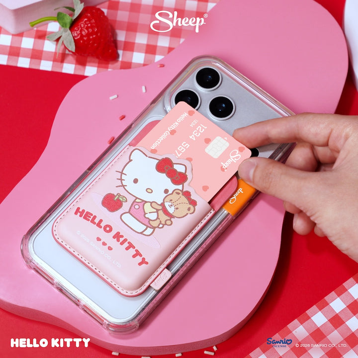 sheep phone wallet hello kitty เคสใส่บัตร คิตตี้ ใช้คู่เคส sanrio magsafe accessories ที่ใส่บัตร ลิขสิทธิ์แท้ สีแดง ชมพู