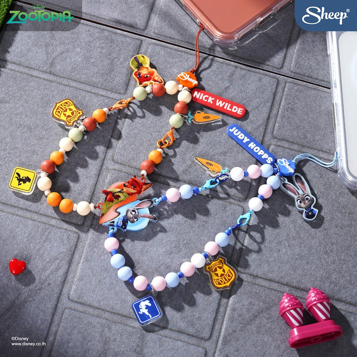 zootopia nick &amp; judy charm สายห้อยมือถือ ลูกปัด นิค จูดี้ คู่จิ้น ซูโทเปีย ลายน่ารัก
