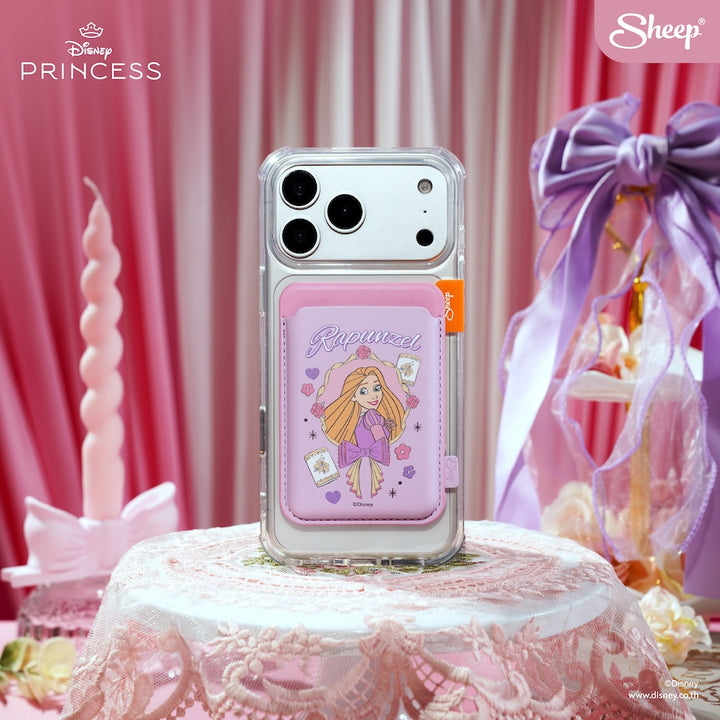 ที่ใส่บัตร แปะมือถือ disney princess rapunzel เจ้าหญิงดิสนีย์ phone wallet สีม่วง ชมพู เคสใส่บัตร ราพันเซล card holder