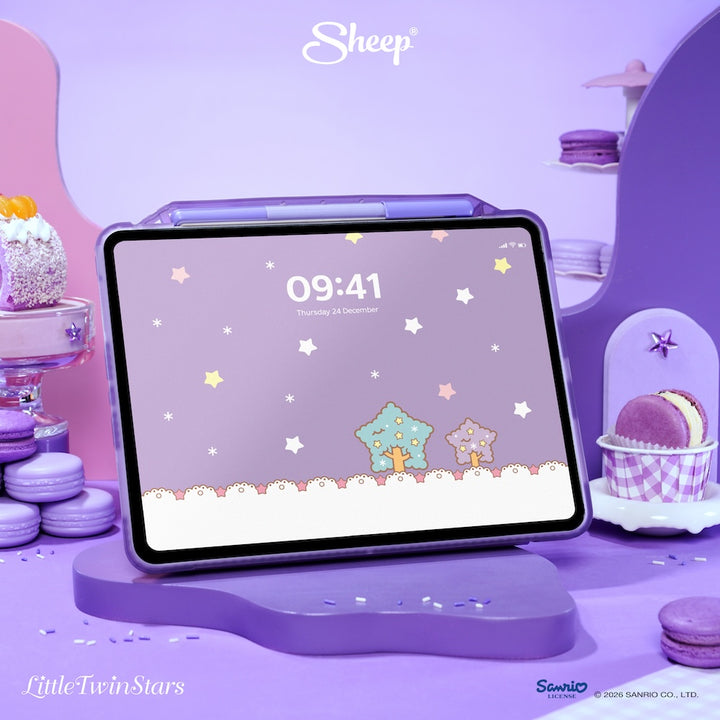 เคสไอแพด little twin stars ipad case ลิตเติ้ลทวินสตาร์ ลิขสิทธิ์แท้ sanrio กันกระแทก กันงอ แถม ปลอกปากกา ซานริโอ้ สีม่วง