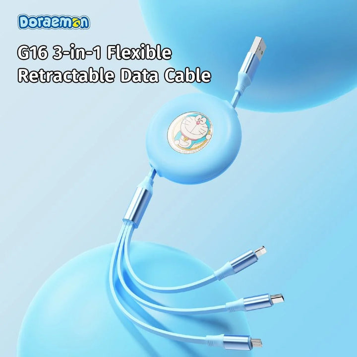 สายชาร์จ หลายหัว โดเรม่อน Rock Doraemon Lightning Type-C Micro