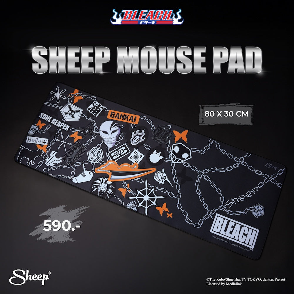 BLEACH บลีช เทพมรณะ ลิขสิทธิ์แท้ ของแต่งโต๊ะ แผ่น รองเมาส์ ขนาดใหญ่ mouse pad Ichigo อิจิโกะ สีดำ ลายเท่ ๆ