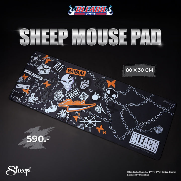 BLEACH บลีช เทพมรณะ ลิขสิทธิ์แท้ ของแต่งโต๊ะ แผ่น รองเมาส์ ขนาดใหญ่ mouse pad Ichigo อิจิโกะ สีดำ ลายเท่ ๆ