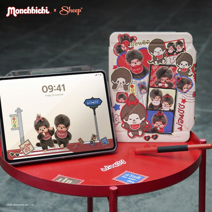 monchhichi ipad case เคสไอแพด ม่อนชิชิ สีน้ำตาล กันงอ กันกระแทก ลิขสิทธิ์แท้ ดีไซน์ อักษรไทย
