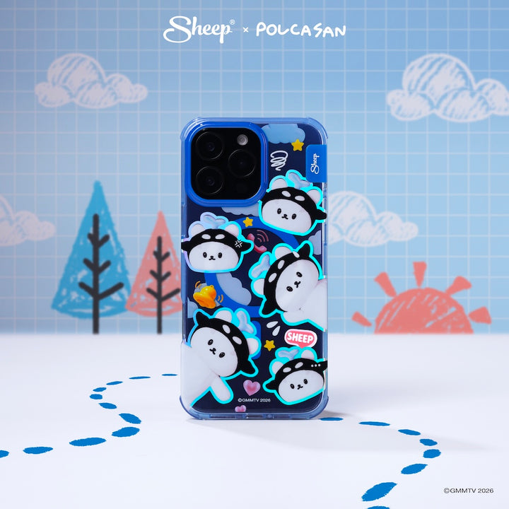 polcasan case เคส โพก้าซัง ไอโฟน magsafe iphone case สีฟ้า น้ำเงิน มาสคอต gmm tv